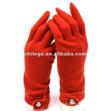 Guantes rojos tejidos 100% lana de mujer